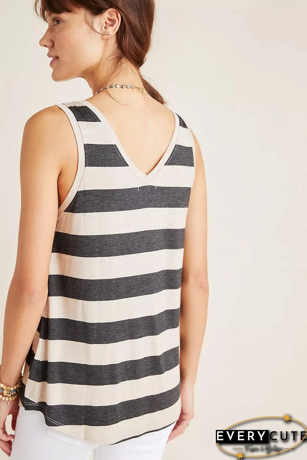 Striped V Neck Tank Top