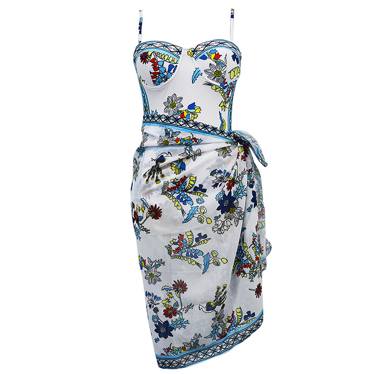 Flaxmaker 2Pack Floral Sexy One Piece Swimsuit and Cover Up