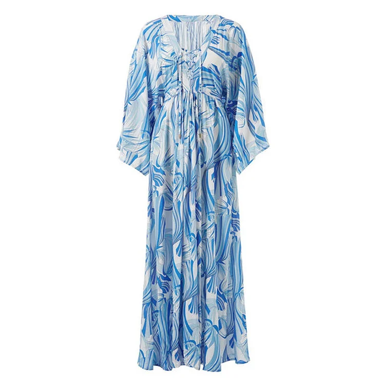Natural Water Ripple Long Cover Up