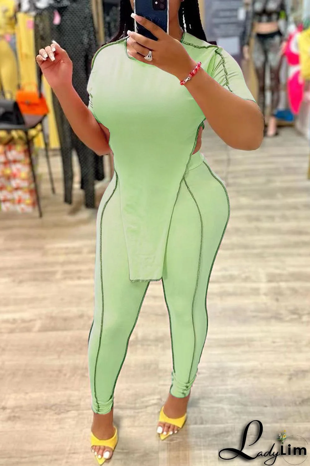 Orange Fashion Casual Solid Patchwork Asymmetrical O Neck Short Sleeve Two Pieces