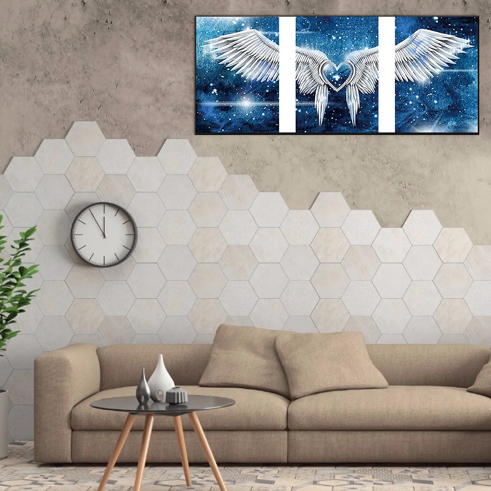 Diamond Painting - Full Round Drill - 3pcs Love Angel Wings(90*40cm)