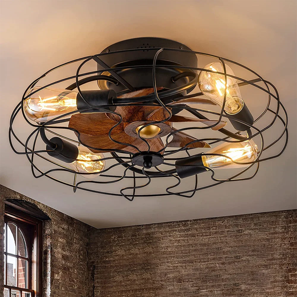 Iron Cage Ceiling Fan Light