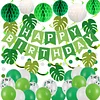 Birthday Decorations, Happy Birthday Banner with Birthday Balloons, Honeycomb Balls, Hanging Swirls, Circle Dots Garland, Happy Birthday Party Decorations for Women Men Boys Girls (Green)