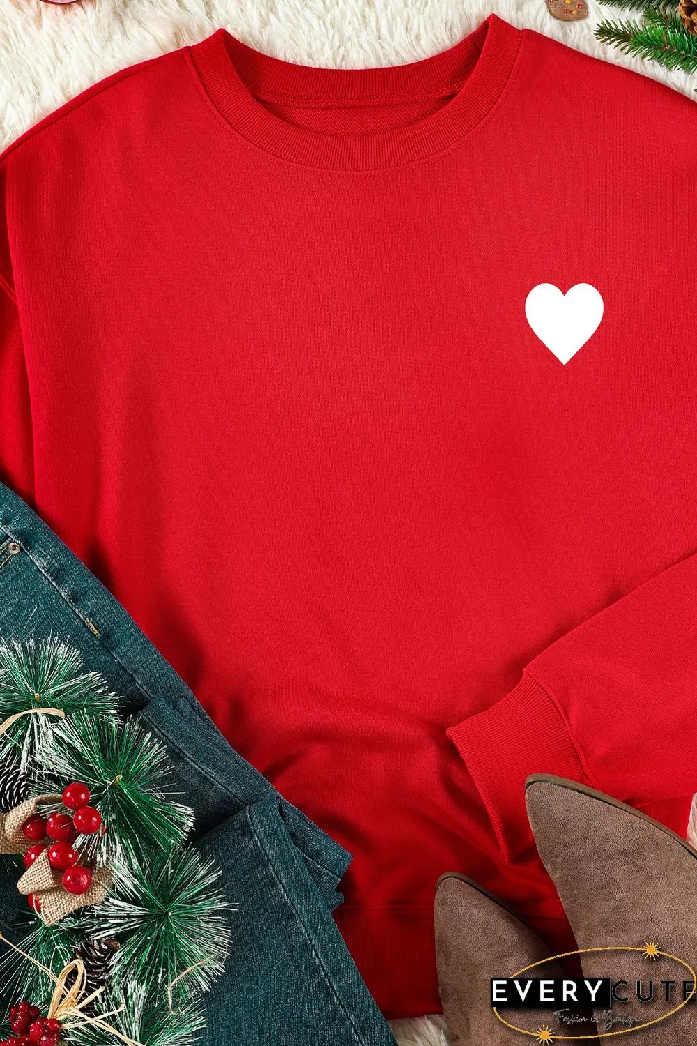 Red Letters Print Long Sleeve Pullover Sweatshirt