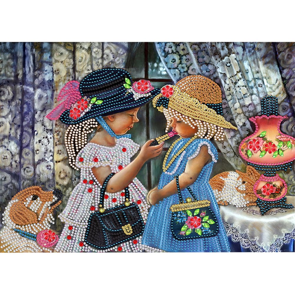 Two Little Girls - Partial Drill - Special Diamond Painting(40*30cm)