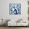 (Counted/Stamped)Blue White Porcelain Cat-11CT Cross Stitch 50*50cm