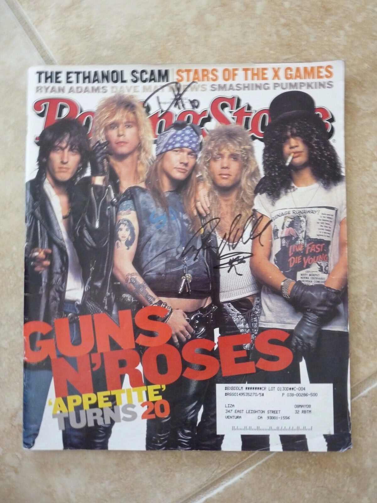 Guns Roses Duff & Steven Signed Rolling Stone Magazine Cover Photo Poster painting PSA Guarantee