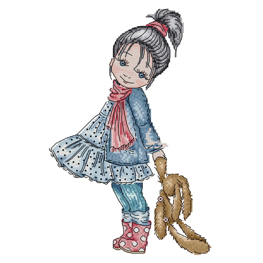 

Little Girl Walking - 14CT Stamped Cross Stitch - 34*22cm, 501 Original