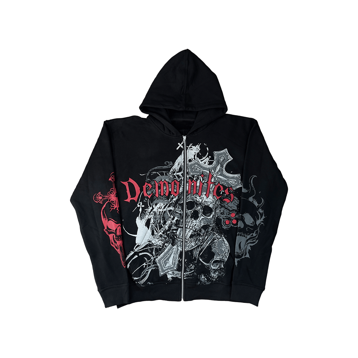 Pain Is Pleasure Black Zip Up Fleece-Lined Zipper Hoodie