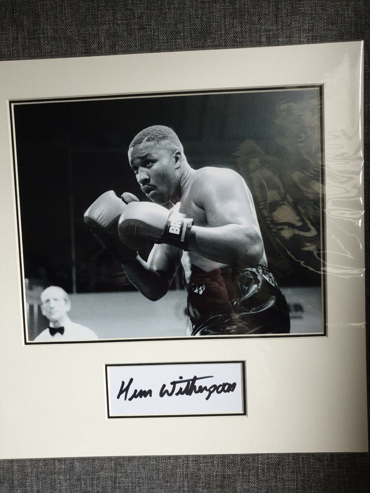 Tim witherspoon genuine hand signed 13x12 double mounted coa 1320