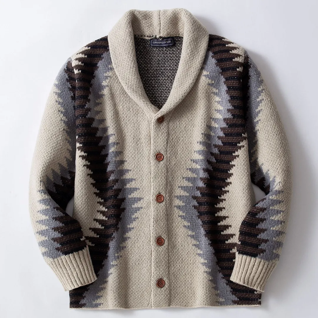 Uveng Uveng And Winter New Men's Retro T-Shirt Jacket Knitted Long Sleeve Thick Sweater SY0074