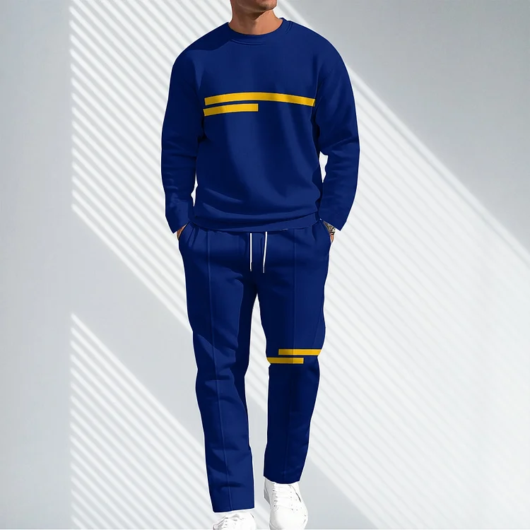 Men Causal Printed Hoodied and Pants Suit