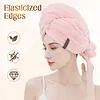 🛁 Grande serviette pour cheveux avec bande &eacute;lastique s&eacute;curis&eacute;e pour femmes
