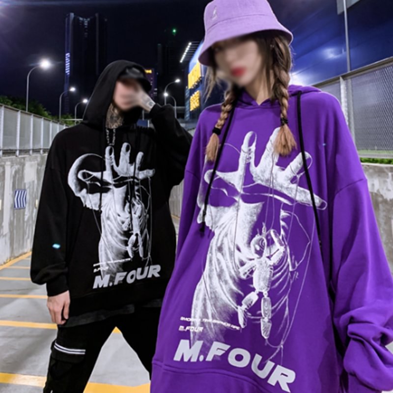 Project - S  Print Hooded Sweatshirt Couple Wear