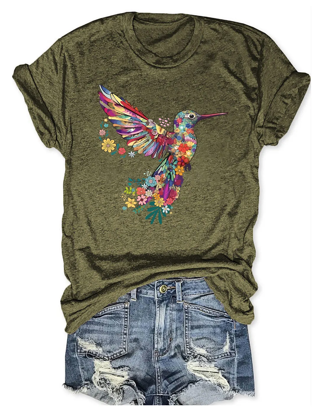 Floral Hummingbird Lover T-shirt
