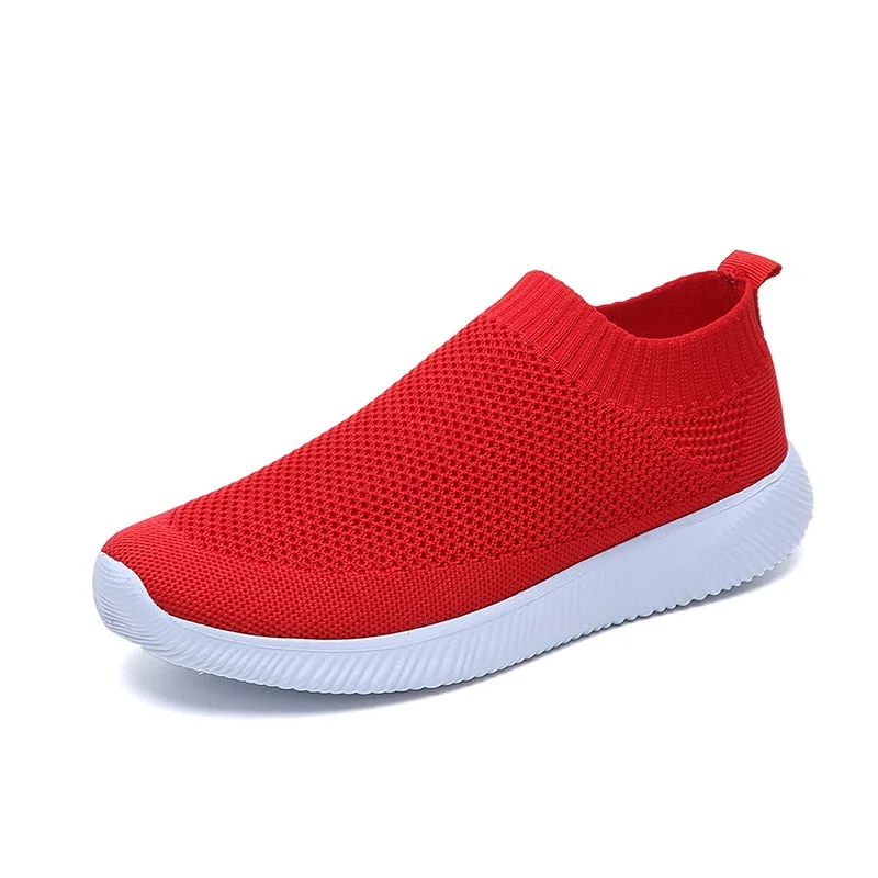 Rimocy Plus Size 46 Breathable Mesh Platform Sneakers Women Slip on Soft Ladies Casual Running Shoes Woman Knit Sock Shoes Flats