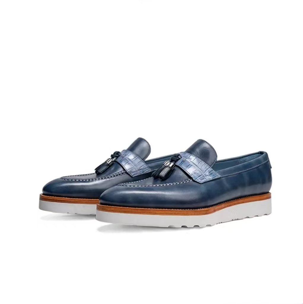 TV123 Prenium Calf-Skin + Crocodile Leather Dress Shoes/Loafer Shoes For Men GOOCCIO   
