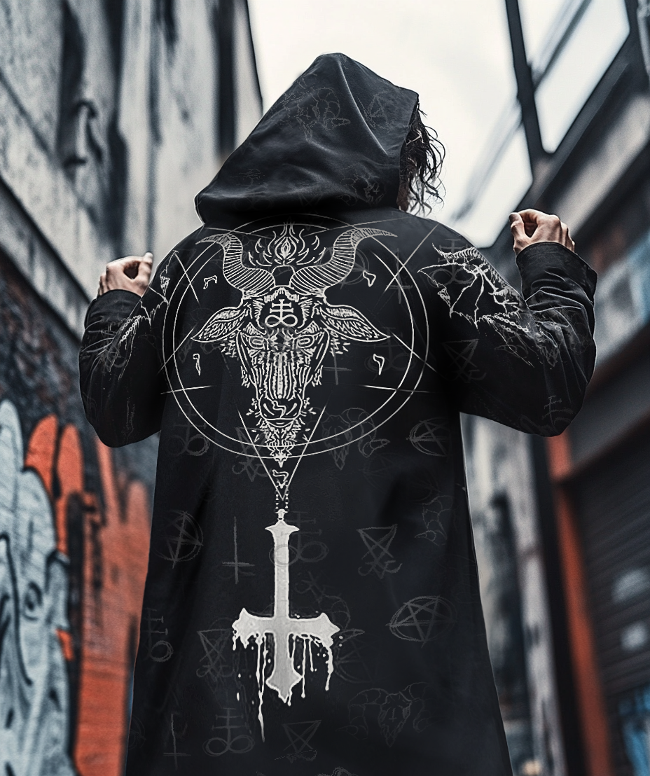 Men's Satanic Goat Skull Hooded Jacket / Rvogue / Rvogue