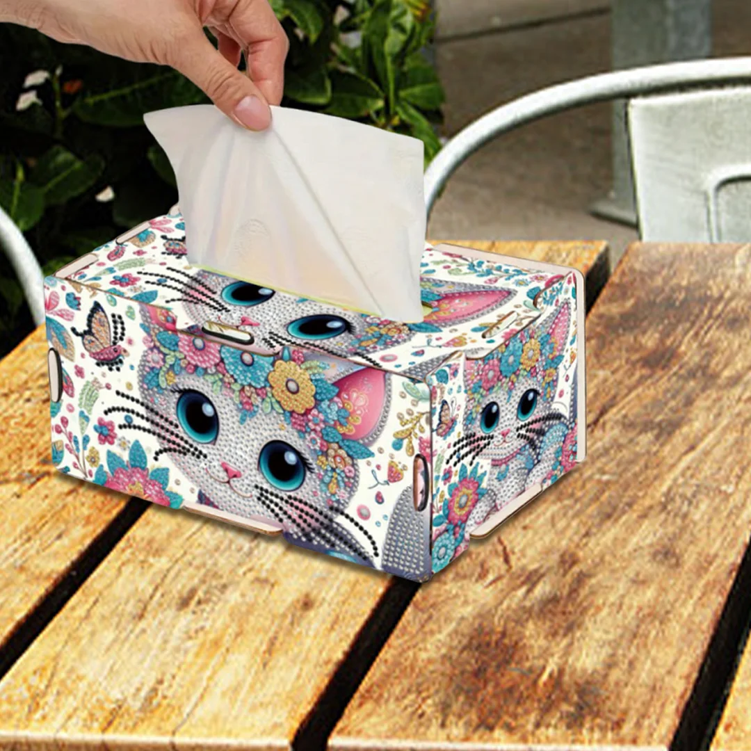 Wooden Diamond Painting Tissue Box for Home and Office Decoration(CZH001)