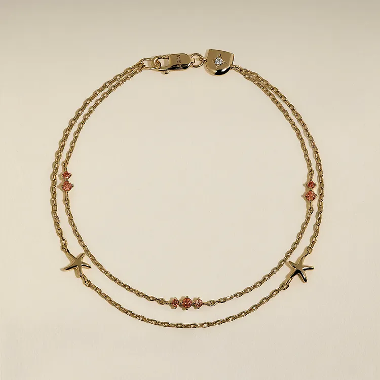 Starfish Double Chain Bracelet in Gold