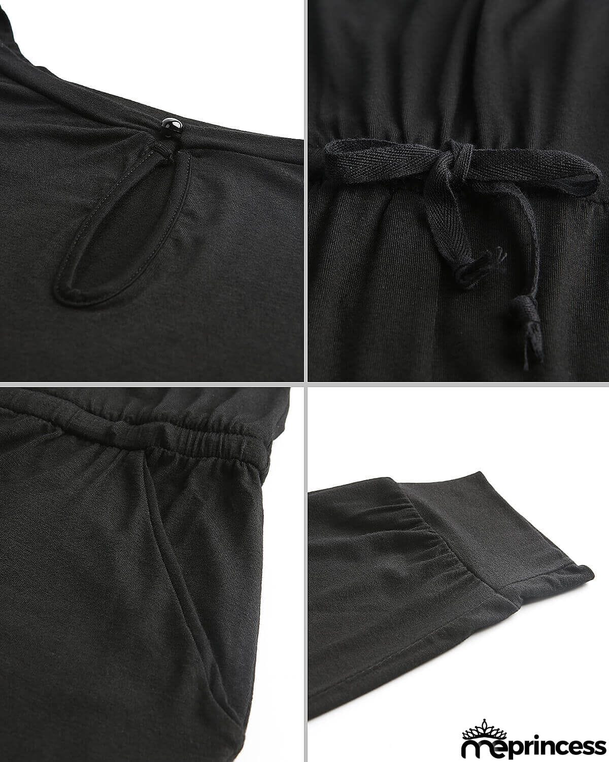 Women's Loose Fit Off Shoulder Jumpsuit Rompers with Pockets