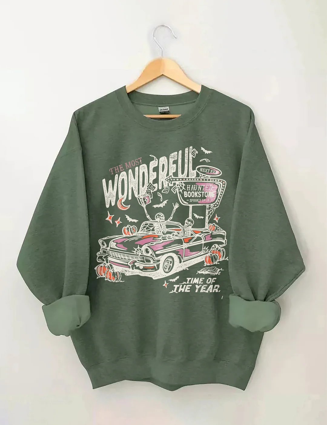 Skeletons In A Convertible For Retro Halloween Sweatshirt