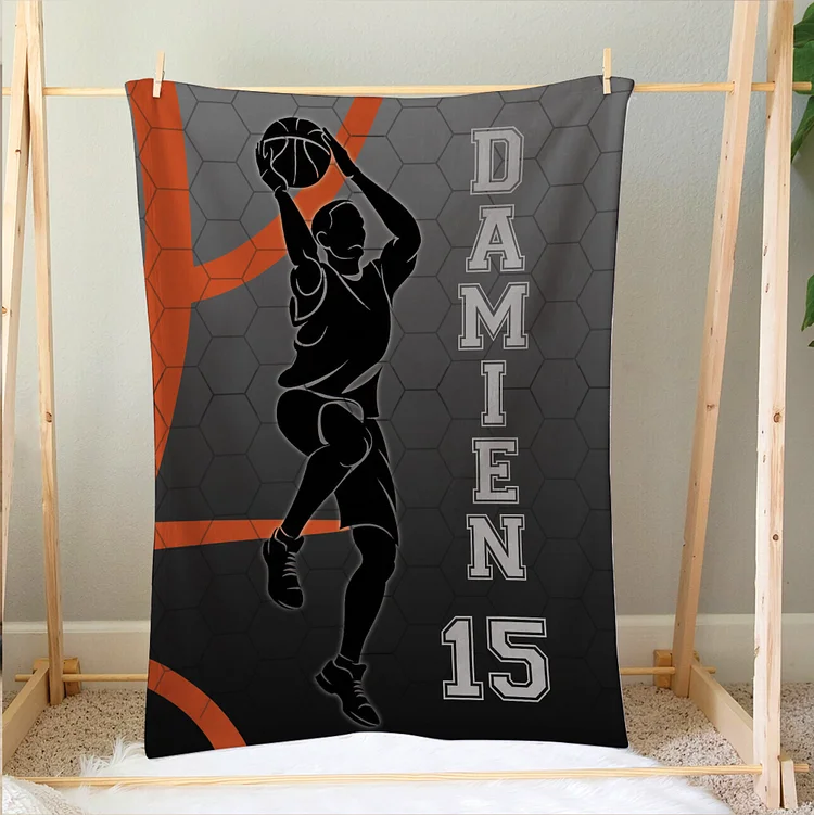Personalized Basketball Blanket, Basketball Player Soft Cozy Blankets | BKKid442