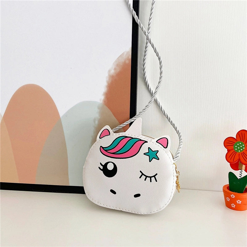 Kid’S Pu Leather Cute Oval Zipper Shoulder Bag Crossbody Bag