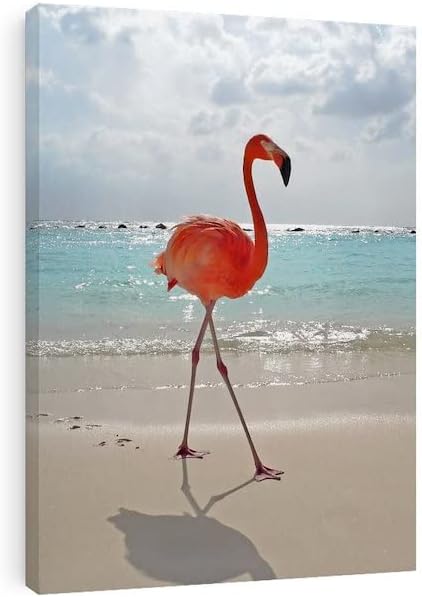 CafePress Canvas Wall Art Flamingo On The Beach Ready to Hang for Living Room, Bedroom or Office 36x24