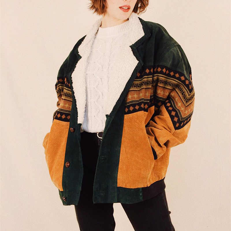 Men/Women Vintage Striper Women's Cotton Jacket