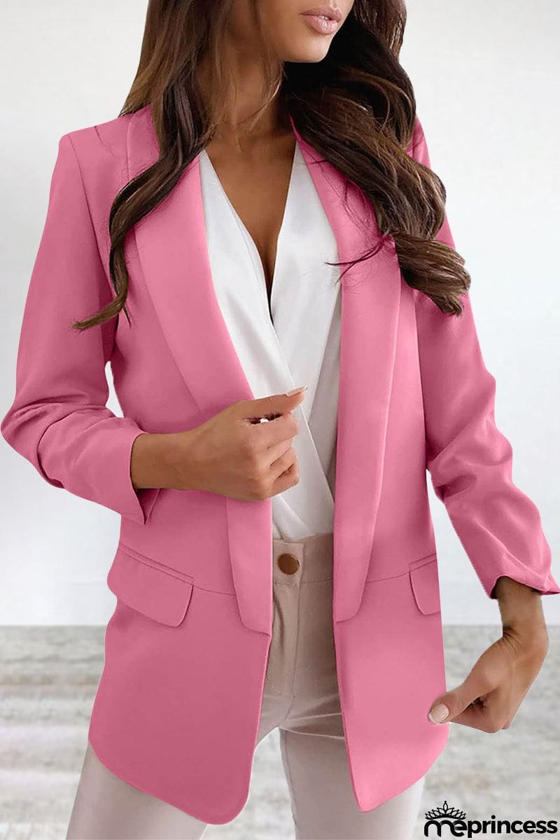 Elegant Solid Turn-back Collar Outerwear