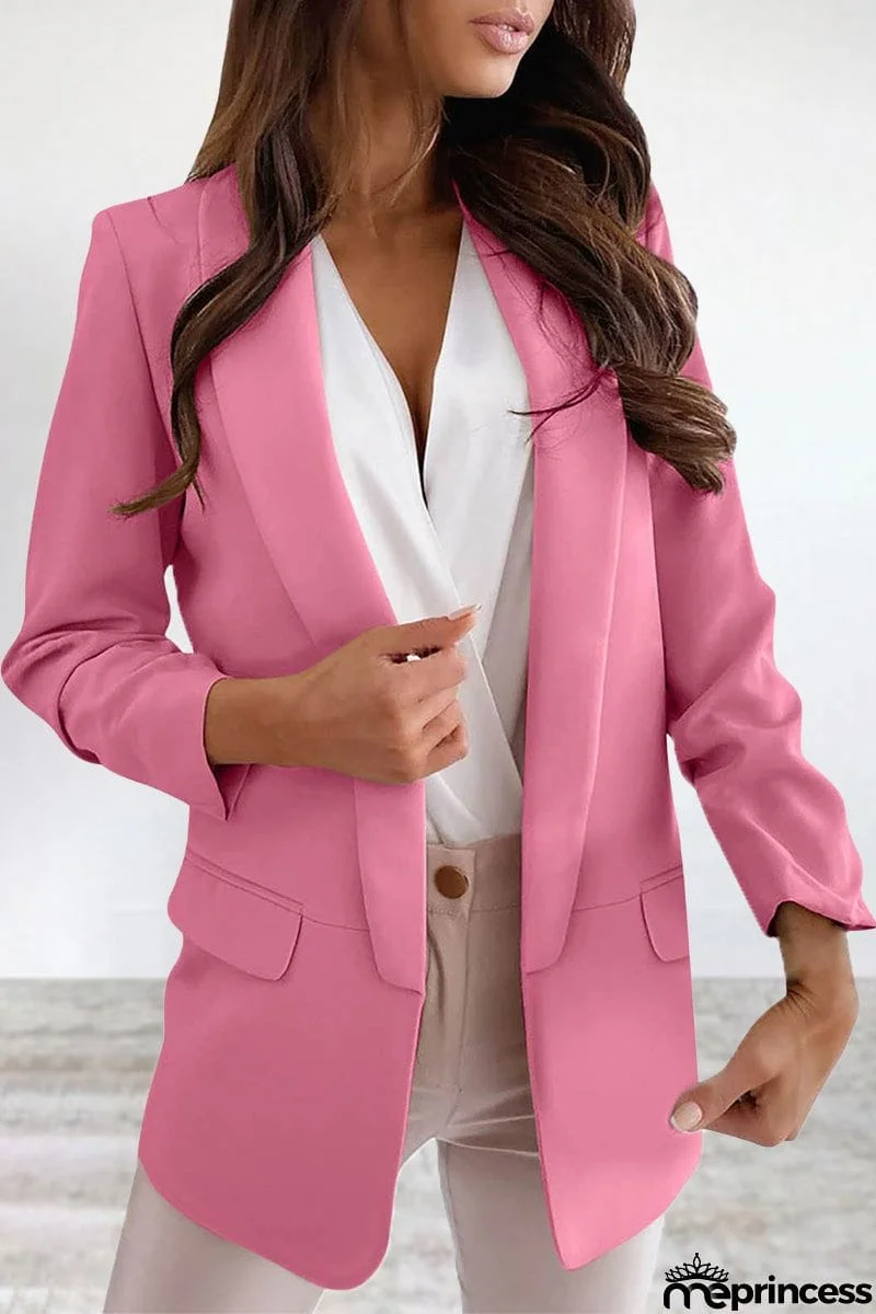 Elegant Solid Turn-back Collar Outerwear