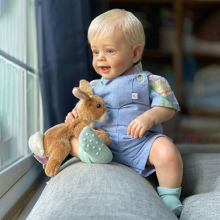  20" Look Real Innocent and Cute Cloth Body Toddler Boy Baby Doll Dercy With Blue Eyes and Blond Hair - Reborndollsshop.com®-Reborndollsshop®