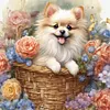 (Multi-Style)Flower Dog - Full Round Diamond Painting 30*30cm