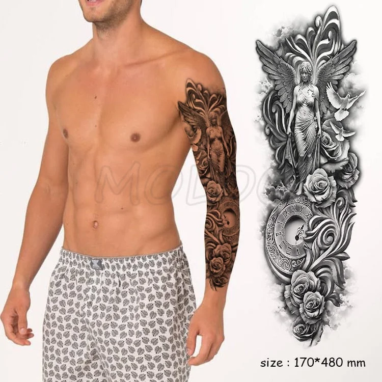 Waterproof Temporary Tattoo Sticker Jesus Virgin sister Peace Pigeon bird flower Full Arm Tatoo Flash Fake Tatto for Men Women