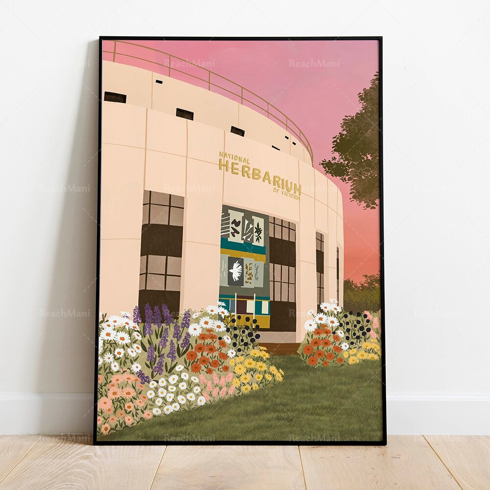 Fremantle Market Western Australia, Royal Botanic Gardens Victoria, Blue Mountains NSW, Brighton Beach Melbourne travel poster