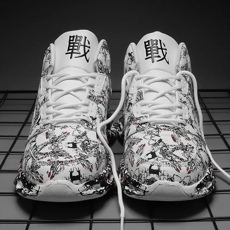 New Men Sneakers Outdoor Graffiti Men Non-slip Basketball Shoes Mesh Breathable Men's Casual Shoes Male Sport Jogging Shoes