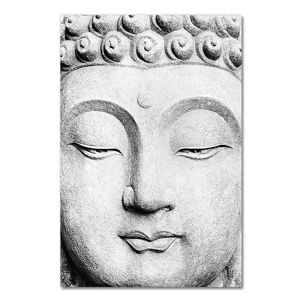 Sakyamuni Buddha Statue Qoutes Wall Art Canvas Painting Black White Nordic Posters And Prints Wall Pictures For Living Room