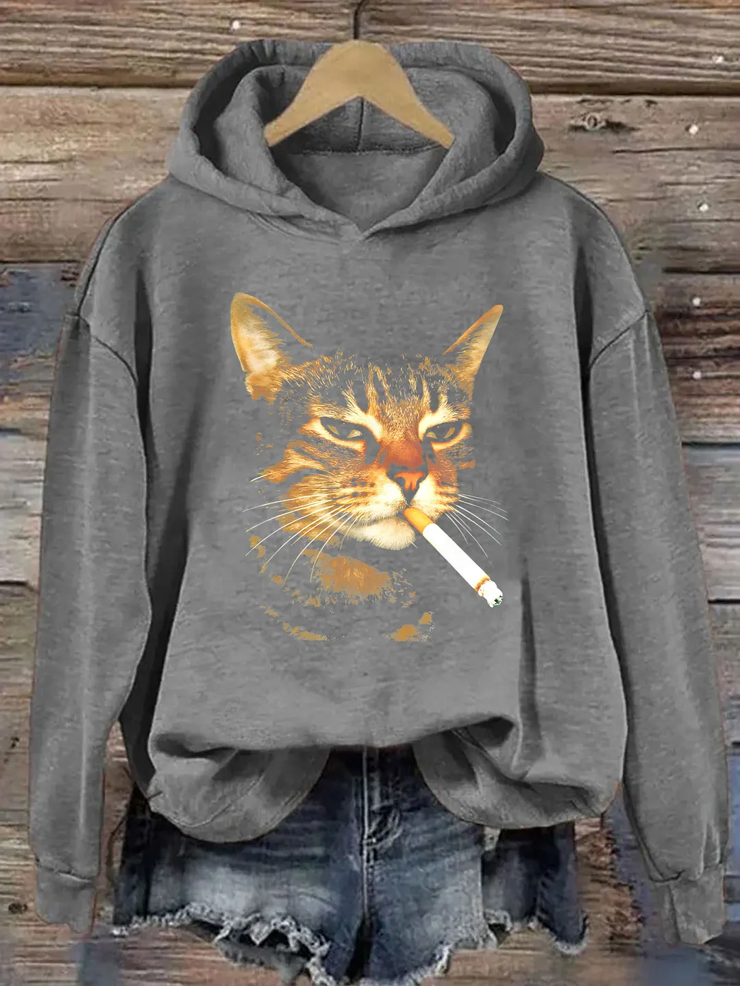 Cat Smoking A Cigarette Hoodie