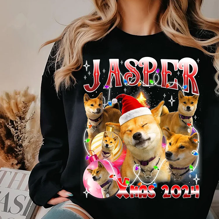 Personalized Dog Bootleg Rap Tee, Custom Pet Face Shirt, Christmas Gift for Dog Lovers