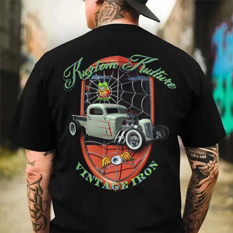 KUSTOM KULTURE VINTAGE IRON Classic Car Print Men's T-shirt