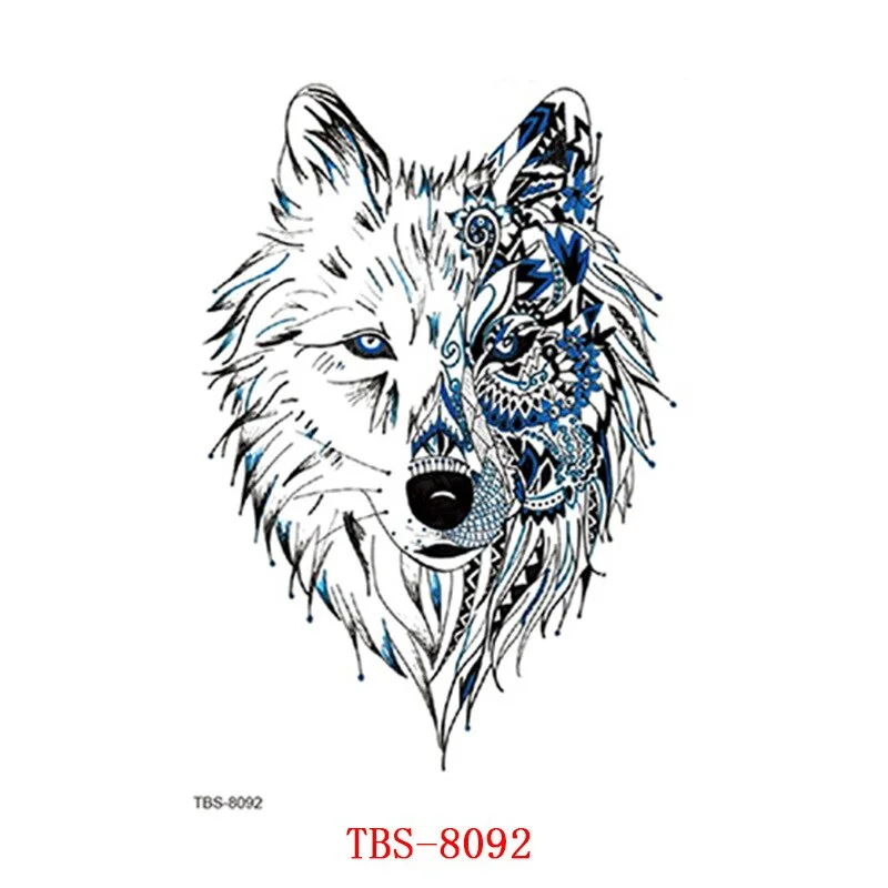 Sdrawing Forest King Animal Tattoo Sticker for Men Tiger Skull Skeleton Fake Tattoo for Women Wolf Tattoo Temporary Waterproof