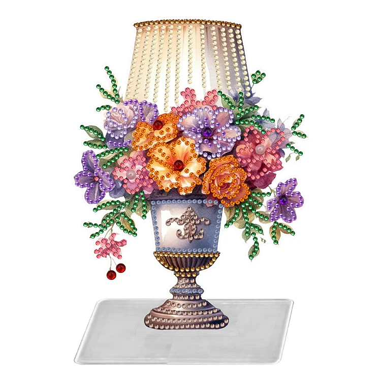 Multicolored Flower Lamp Special Shaped Diamond Painting Desktop Ornaments Kit gbfke