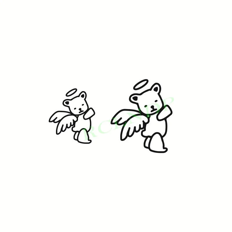 Waterproof Temporary Tattoo Sticker ins Angel wings Cupid bear Cartoons cute Body Art flash tatoo fake tatto Women Men