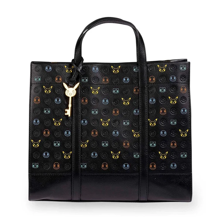 Pokémon Center × Fossil: Kanto First Partners Black Leather Carmen Shopper Bag