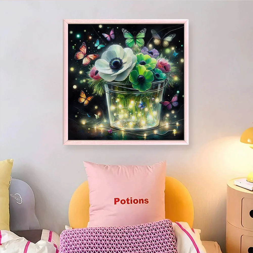 14CT Full Stamped Cross Stitch - Flower(Canvas|40*40CM)