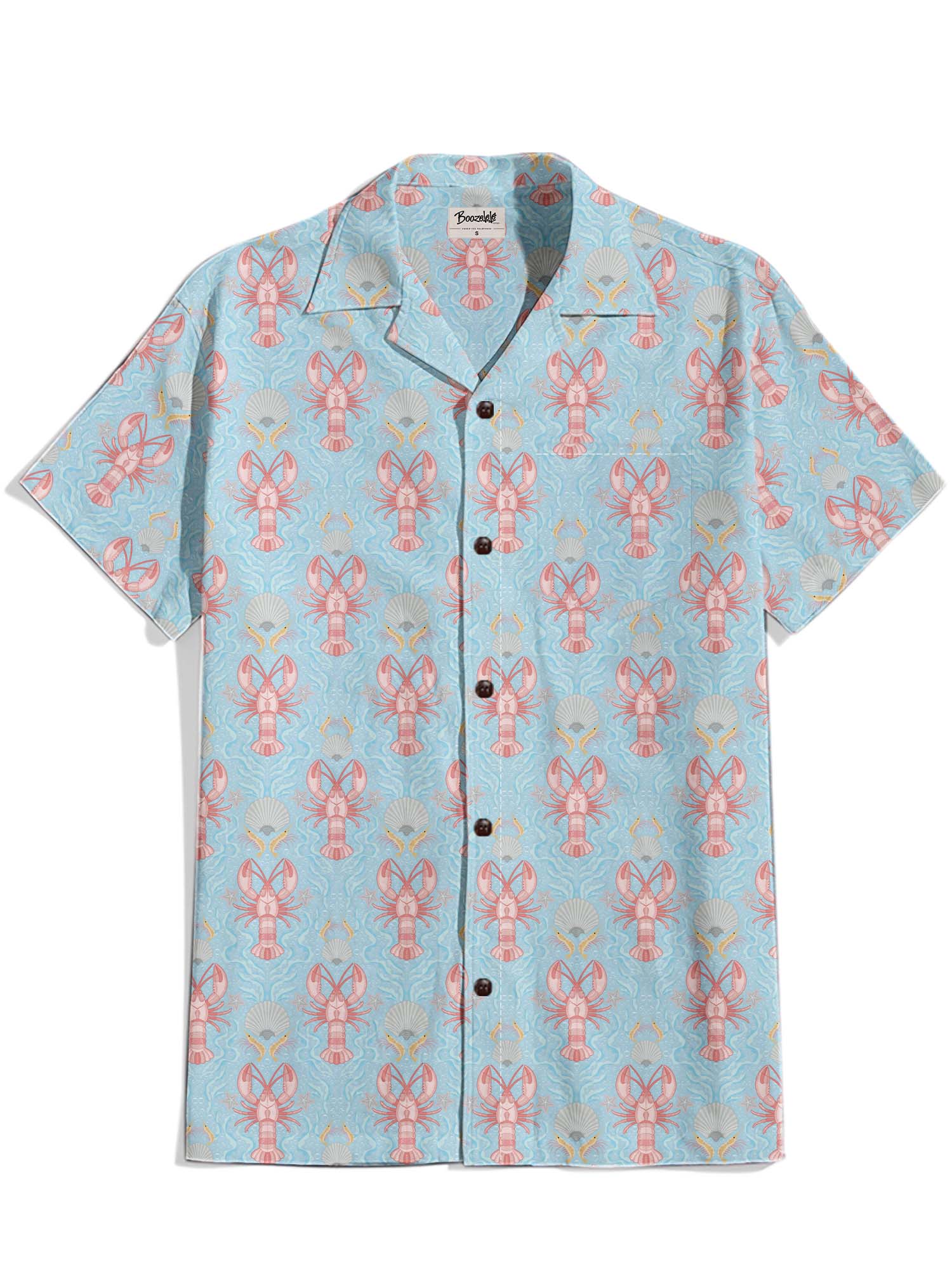 [Carina X Boozelele]Claws and Currents - A Lobster's Dance - 100% Cotton Cuban Collar Shirt