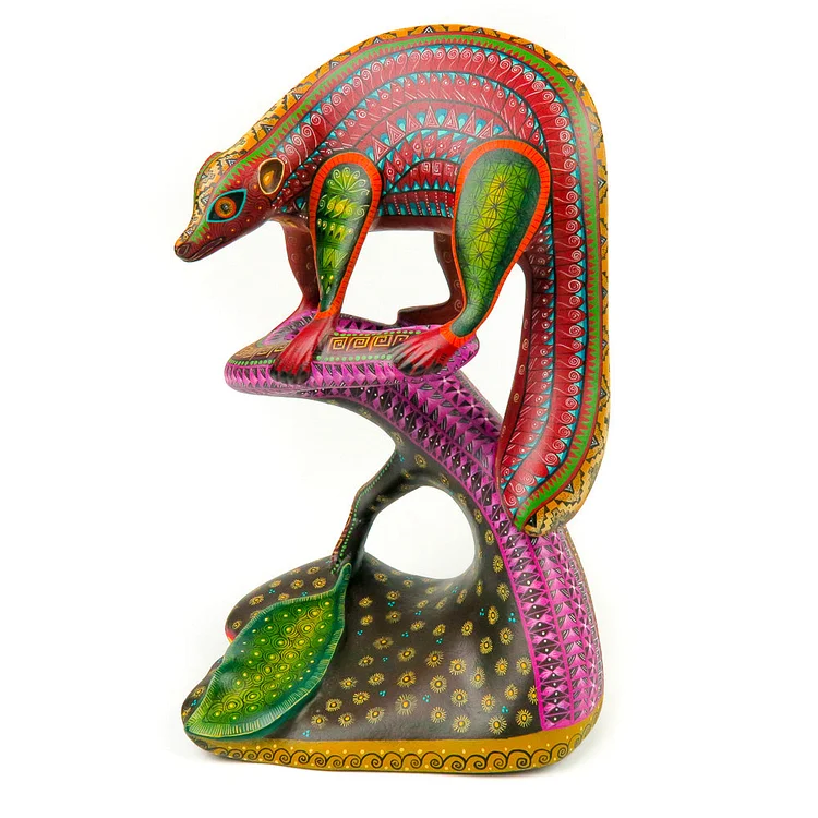 Badger On Tree - Oaxacan Alebrije Wood Carving - Nestor Melchor