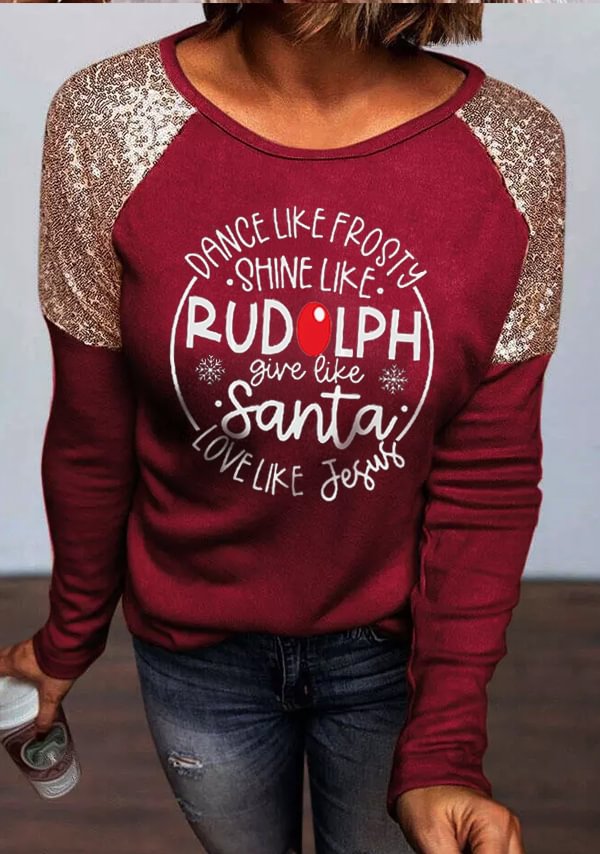 Women's Dance Like Frosty Shine Like Rudolph Give Like Santa Love Like Jesus Print Sweatshirt