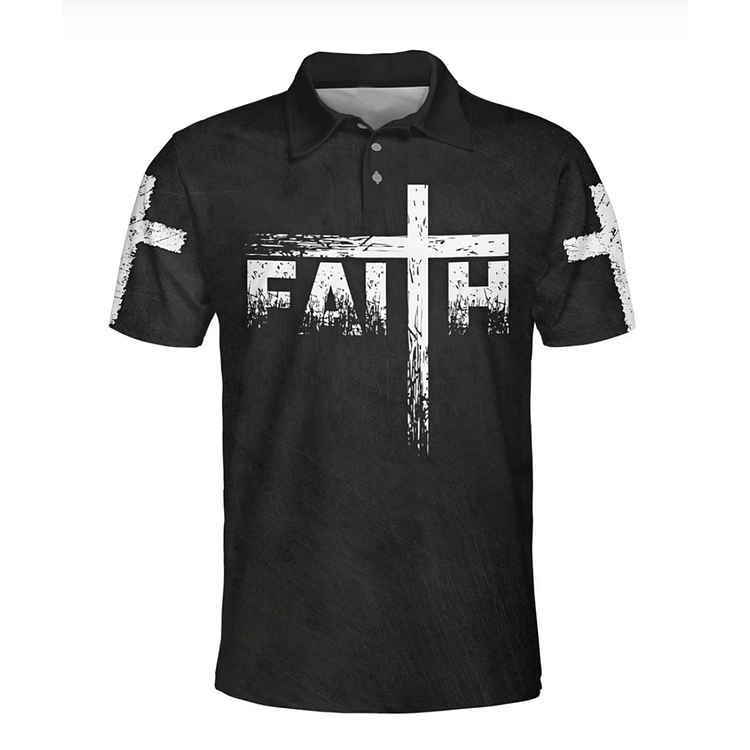 BrosWear Personalized FAITH Printed Casual Short Sleeved Polo Shirt